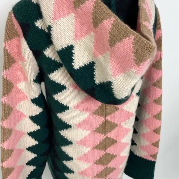 KHAITE The Elodie Cashmere Hoodie Sweater In Zig Zag HAILEY BIEBER